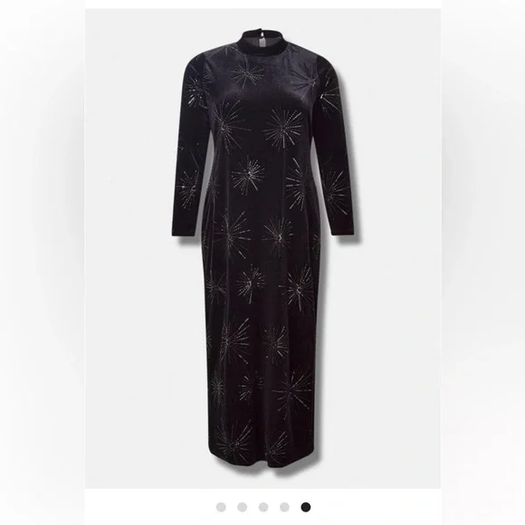 torrid | Dresses | Maxi Beaded Embroideryvelvet Mock Neck Dress Size X Nwt  | Poshmark